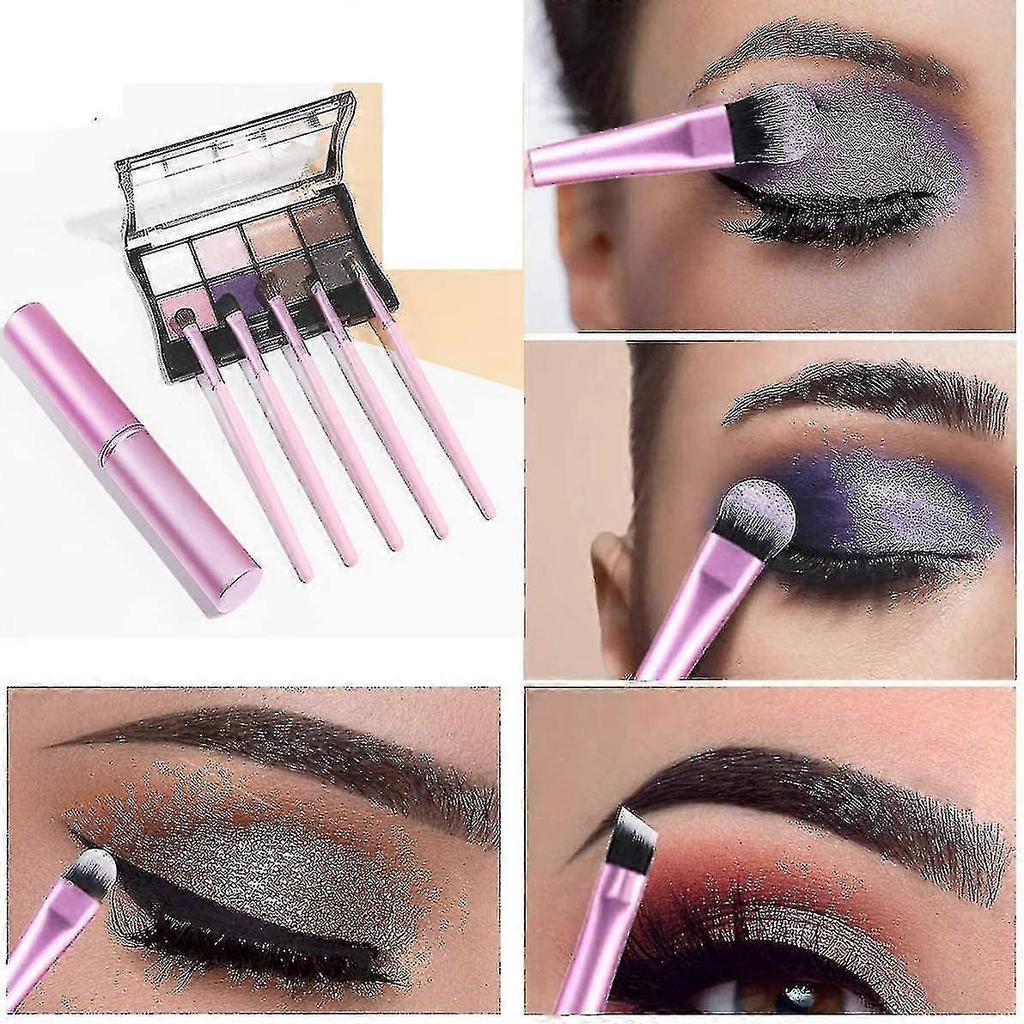 Mini Portable Telescopic 5 Eye Brushes Complete Set of Eye Shadow Eye Brushes for Beginners