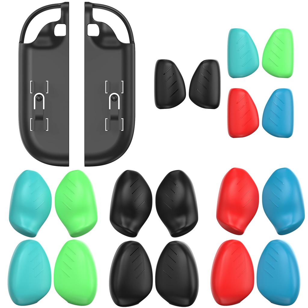 Switch 2 Transparent Case with 6 Interchangeable Grip Covers (3 Thickness Sets) - Anti-Slip Texture, Magnetic & Dock Compatible