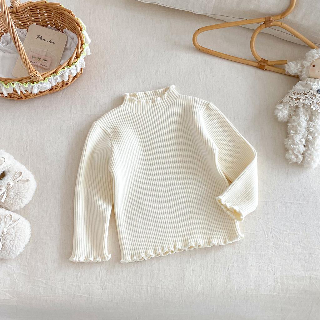Baby Girls Winter Sweater Solid Color Thick Knitted Pullover Toddler Clothing Warm Fashion Top