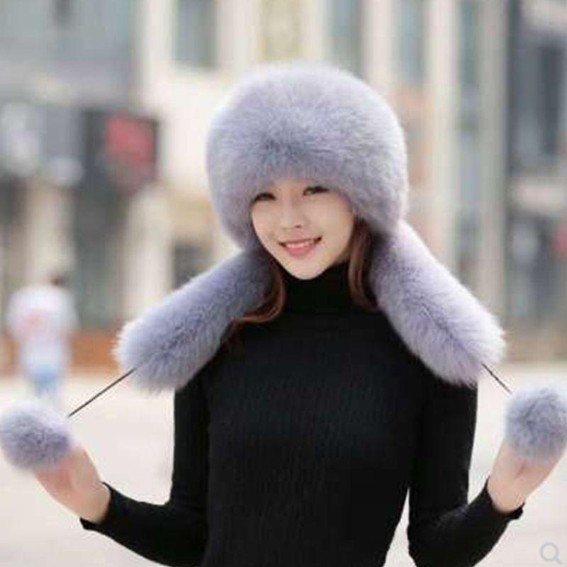 Nová čepice Dámská zimní imitace liščí srsti Rex králičí kapuce Módní Lei Feng čepice Chladná Teplá Mongolská baretka