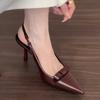 Fashion 2025 Modern Office Shoes for Women Black Wedding Slingback Pointed Toe Butterfly Decoration Female High Heeled Sandals