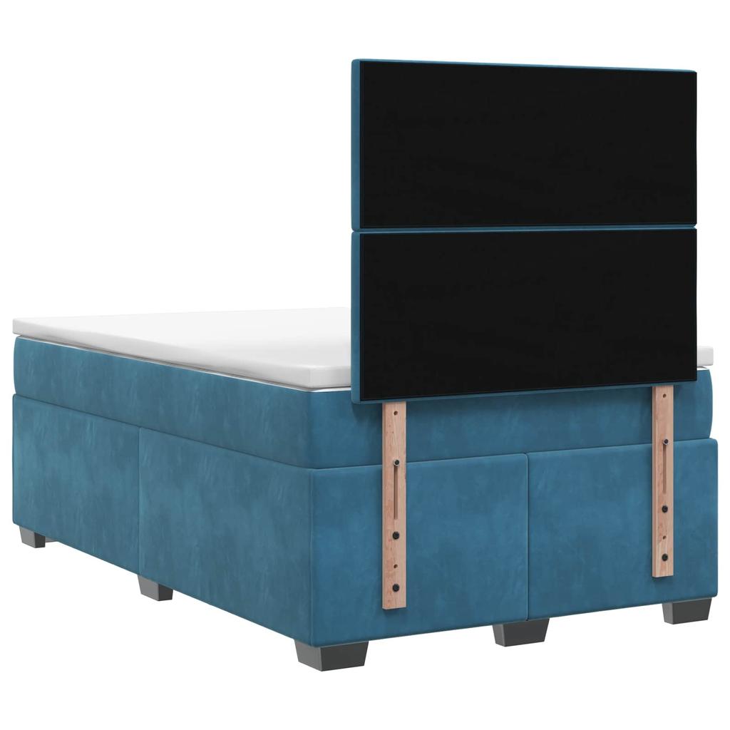 Box Spring Bed with Mattress and Headboard Blue 120 X 190 Cm Velvet