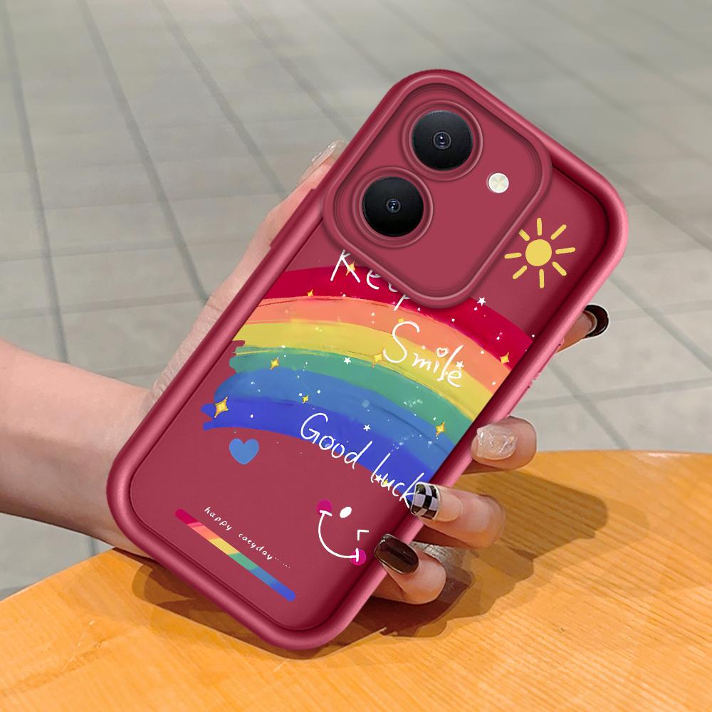 Soft Silicone Square Ladder Printing Pattern Phone Casing Full Cover Camera Shockproof Protection Rubber Case for Vivo