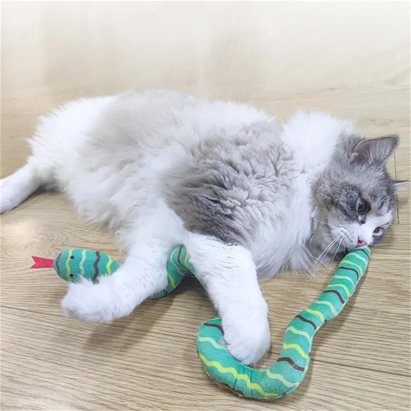 Catnip Toy Interactive Plush Cat Toy Gluttonous Snake Bite-Resistant Molar Interactive Toy Gift For Pet Accessories