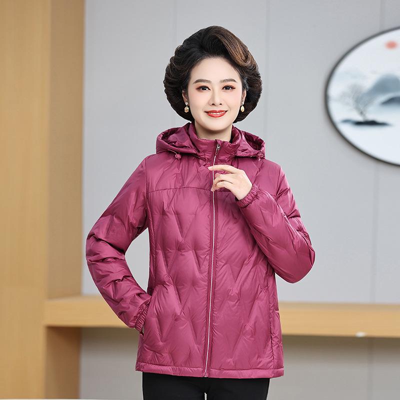 

Women s Lightweight Warm Down Jacket with Detachable Hood, Plus Size, Ideal for All Ages, White Duck Down M красный