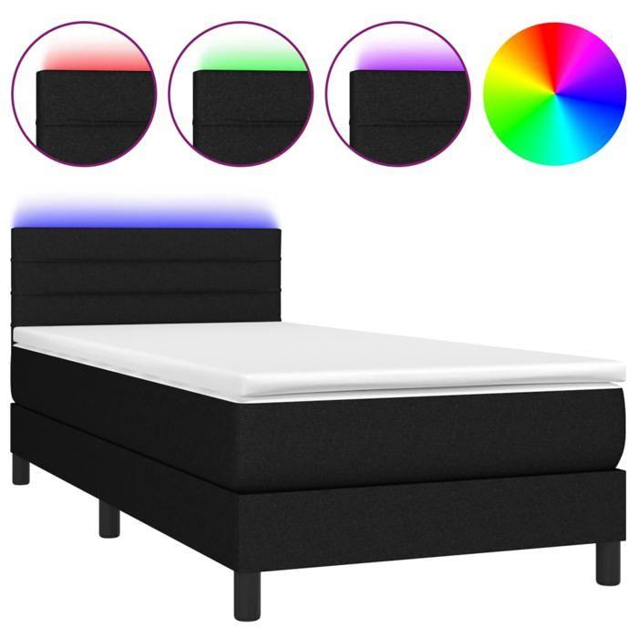 Maison Exclusive - Sommier à lattes de lit avec matelas LED Noir 100x200 cm Tissu