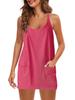 2025 Summer Sleeveless Solid Color Dress with Thin Straps & Pocket