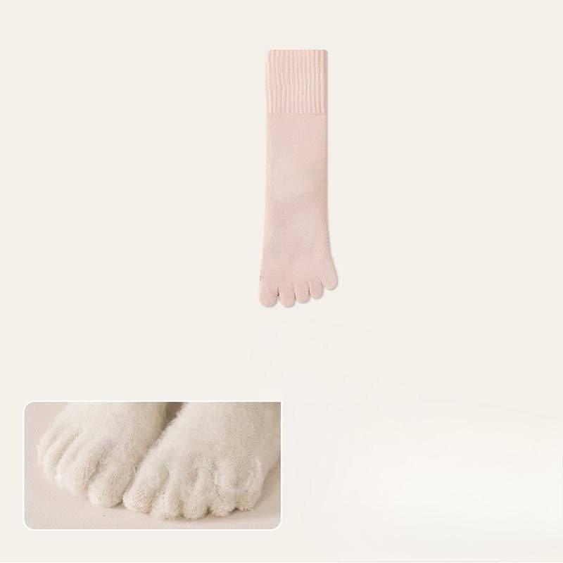 Thickened Cashmere Five-fingered Socks for Women's Autumn and Winter Warmth, Toe-separating Socks, Antibacterial and Deodorizing