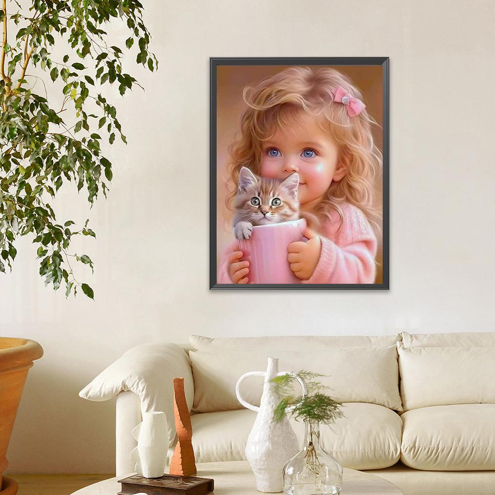 5D DIY Full Round Drill Diamond Painting Sweet Big Eyes Girl Kit Home Decoration Rhinestones Paintings