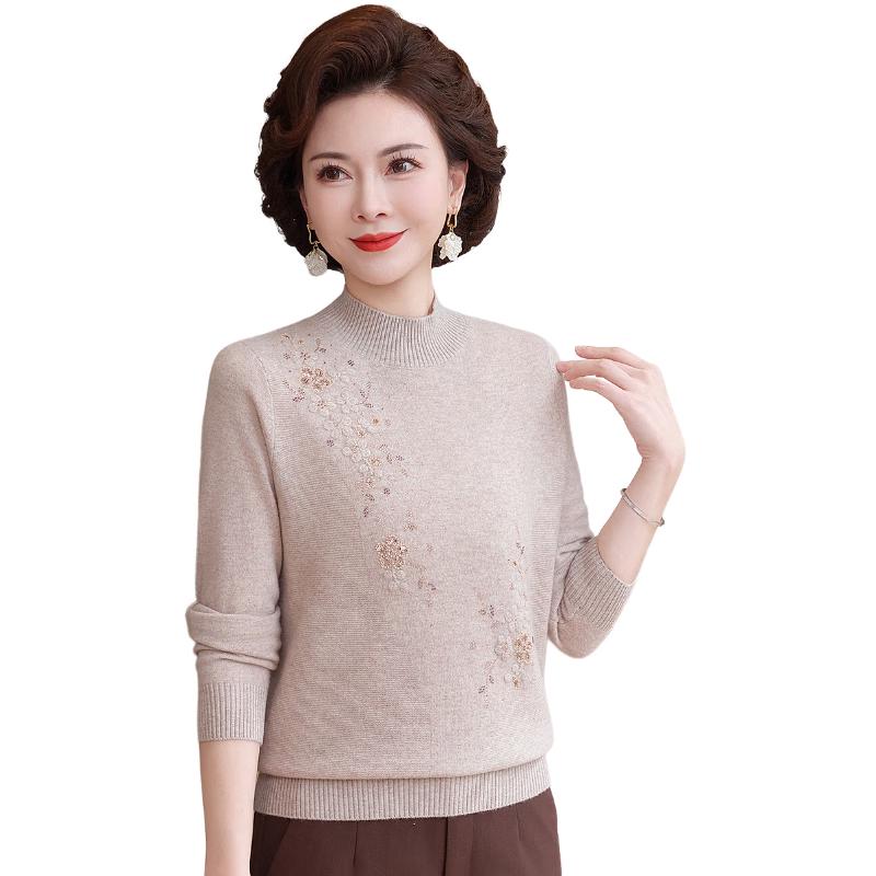 

Hengyuanxiang Women s 100% Wool Semi-High Collar Knit Sweater M