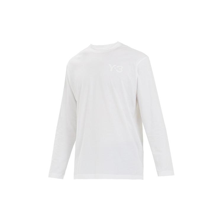 adidas Men s Y-3 Round Neck Pullover Logo Long Sleeves White T-Shirt FN3362 S
