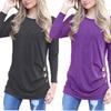 Stylish Long-sleeve Button Detail T-shirt For Women In Various Colors And Sizes