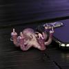 Luminous Gesture Octopus Statue, Resin Octopus Figurine, Middle Finger Octopus Statue, Sea Animal Octopus Decoration for Home Office Desktop