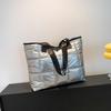 Stylish Black And Silver Korean Inspired Tote Bag Modern Casual Handbag For Everyday Use