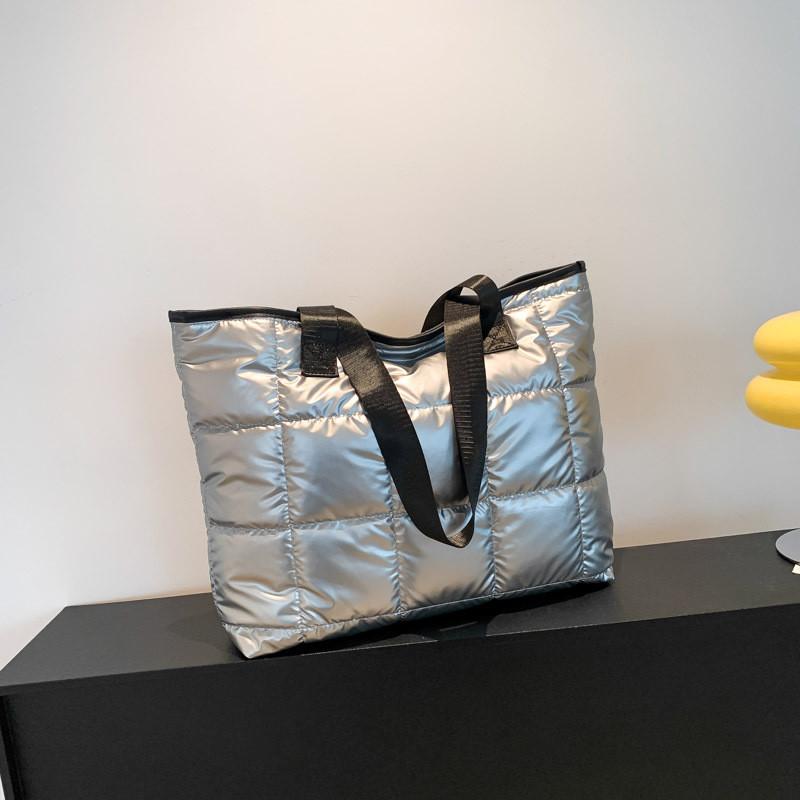 Stylish Black And Silver Korean Inspired Tote Bag Modern Casual Handbag For Everyday Use