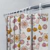 Charming Halloween Pattern Shower Curtain White Background With Cute Ghosts, Pumpkins Bubbles Waterproof Fabric For Bathroom Dec
