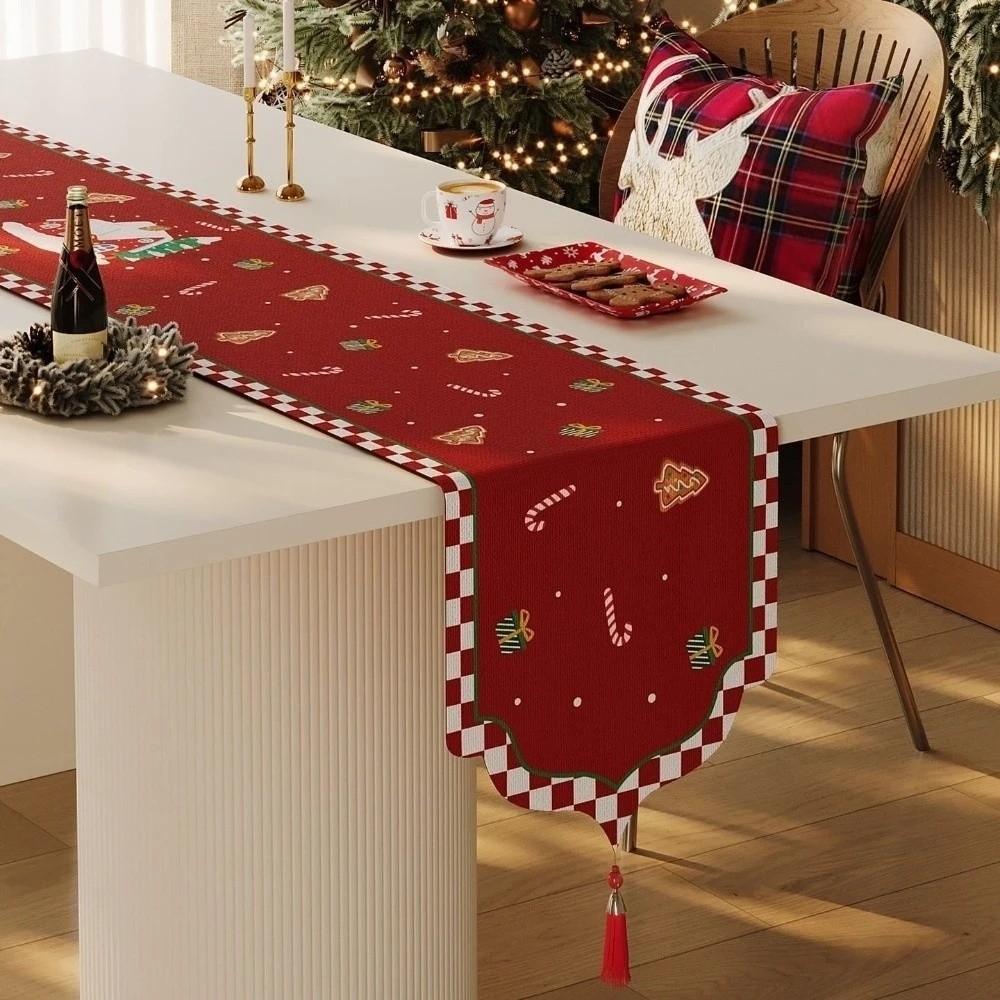 Santa Claus Christmas Table Flag Tree Xmas Tablecloth Christmas Table Runner Dining Table