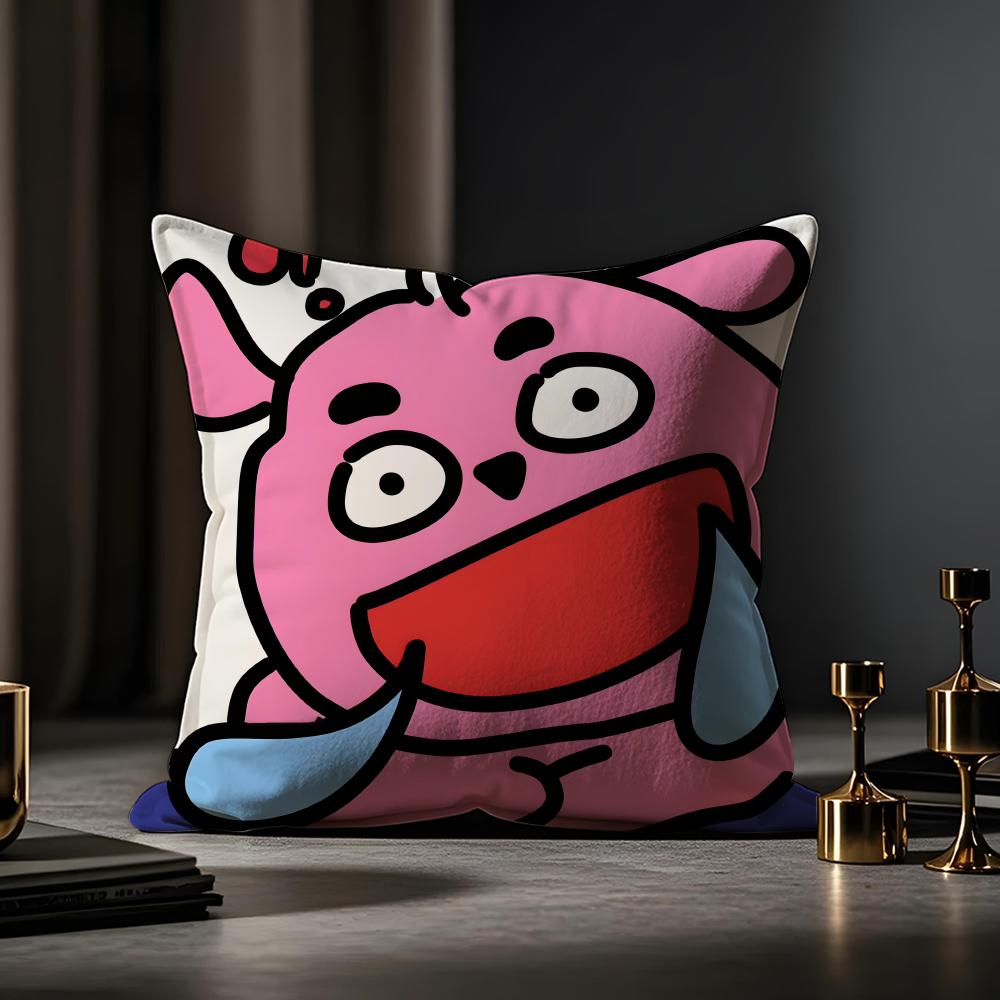 Weird Expression Doodle Cushion Cover Anti-dustmite Pillowcase Invisible Zipper Silky Short Plush Sofa Cushion Cover