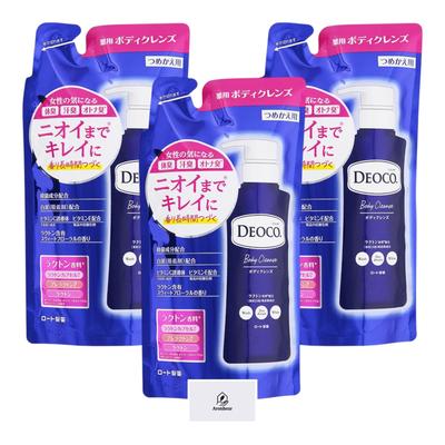 DEOCO Medicated Body Cleanser, Sweet Floral Scent, Refill 250ml, 3-Pack. For Body Odor, Sweat Odor, and Adult Odor Care. [Quasi-drug] Includes