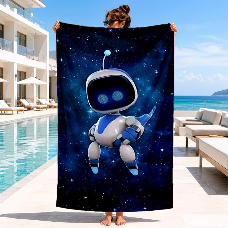 Weltraum Abenteuer Roboter Strandtuch, Super Weiche Mikrofaser, Perfektes Geschenk für Sie/Ihn, Geburtstag, für Pool, Strand, Reisen, Dekor Strandparty