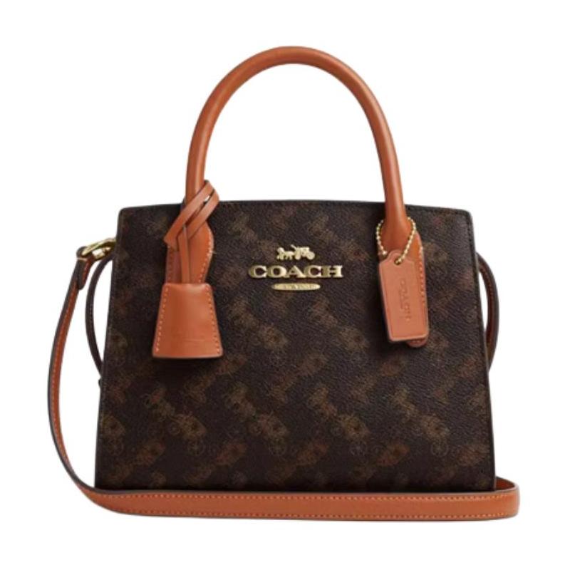 COACH ANDREA CARRYALL 22 carriage pattern print artificial leather crossbody handbag small size women's truffle color