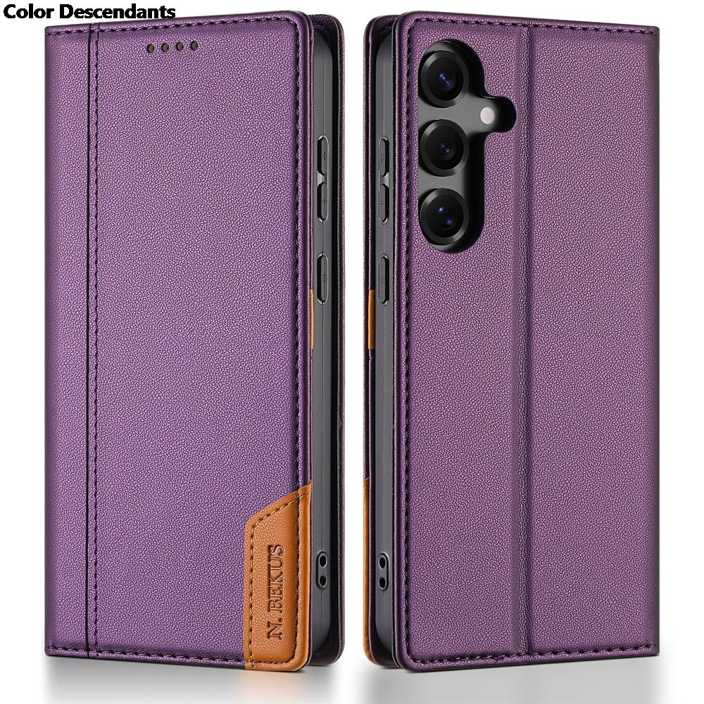 

Leather Flip Case for Samsung Galaxy S25FE S25Edge S25 Ultra S24 Plus S23 FE S22 Wallet Case Stand Phone Cover Cash Cards Slot Galaxy S23 Ultra фіолетовий