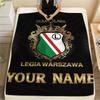 1 ks Flanelová deka na míru se jménem a vzorem Legia Warszawa, vhodná pro všechna roční období, pro domácí dekoraci, teplo a pohodlí, dárky, sváteční prezent