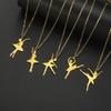 Dancing Ballerina Dancer Ballet Pendant Necklace for Women Stainless Steel Neck Chains Aesthetic Jewelry Gift In