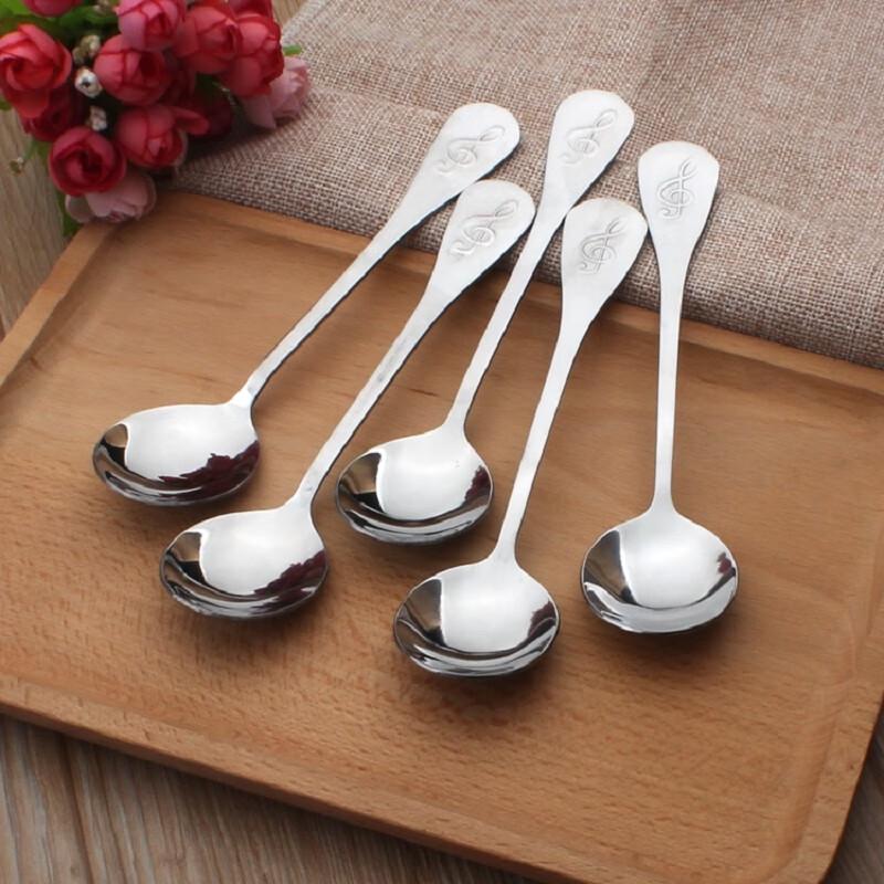 Ruhan Thickened Stainless Steel Large Round Spoons - 4-Piece Set
