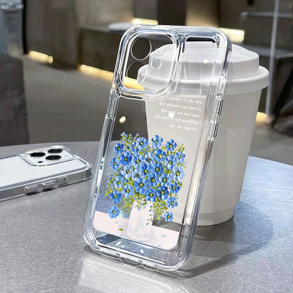 Oil Painting Purple Flower Phone Case For iPhone 11 Case iPhone 15 Pro 12 14 13 Pro Max XR 7 8 XS SE Silicone Transparent Cover
