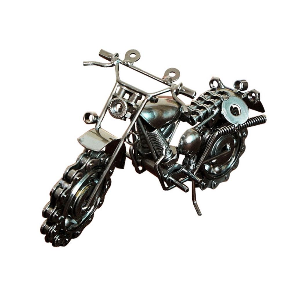 Modèle de Moto à Chaîne Fait Main Ornement en Fer Forgé Artisanat Métallique Décoration de Maison Antique Cadeaux Créatifs