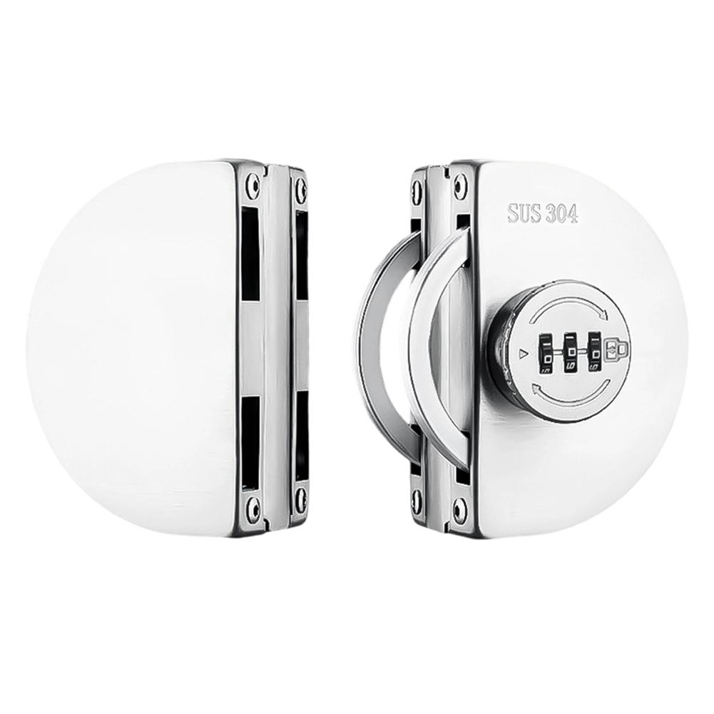 1pc Frameless Glass Door Lock No Drill Installation For Bathroom Double Swing Doors Outdoor Glass Door Use