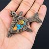 Unique Spiny Oyster Turquoise Gemstone Handmade Pure Copper Wire Wrapped Fish Pendant Jewelry