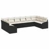10 Piece Garden Sofa Set In Black and Cream Poly Rattan
