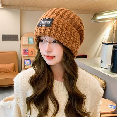 Big Head Circumference Patch Wool Hat Autumn and Winter Japanese Style All Match Face Small Cold Hat Korean Version Warm Ear Protection Knitted Hat
