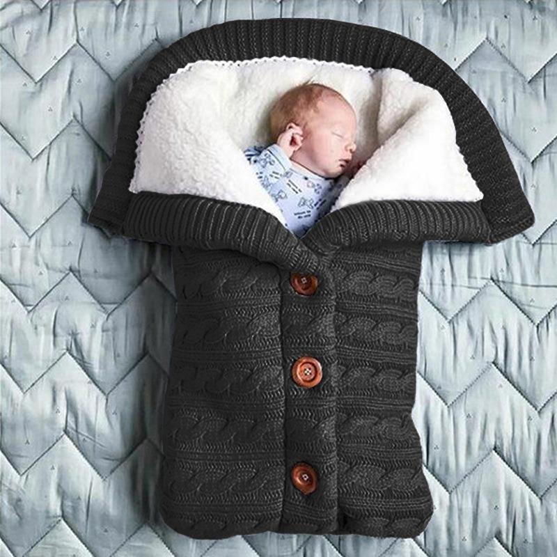 Velvet-Lined Knitted Baby Stroller Sleep Sack