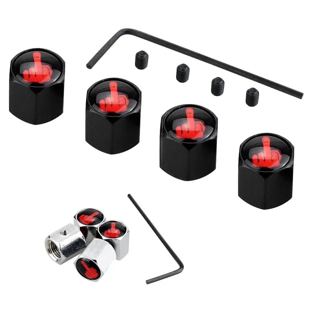 4Pcs/Box Middle Finger Fuck Style Logo Bike Motorcycle Car Tire Valve Stem Caps for Car Styling Decoration