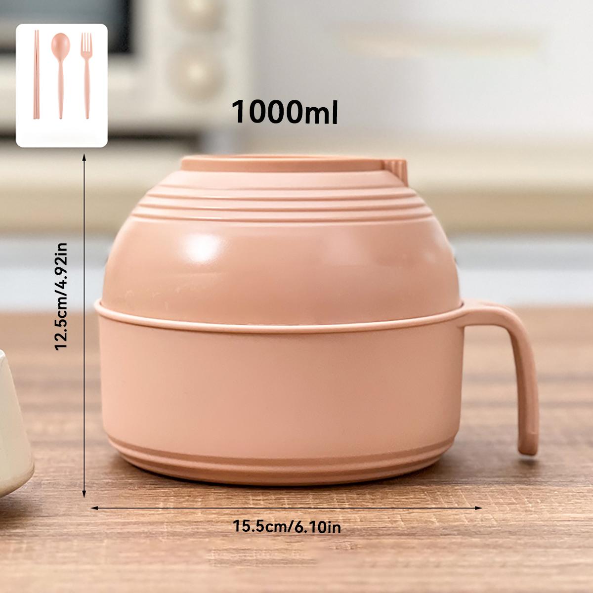 

Large Capacity Plastic Lunch Box With Cutlery Reusable Anti Scalding Instant Noodle Bowl Portable Food Container For Student Kid розовый