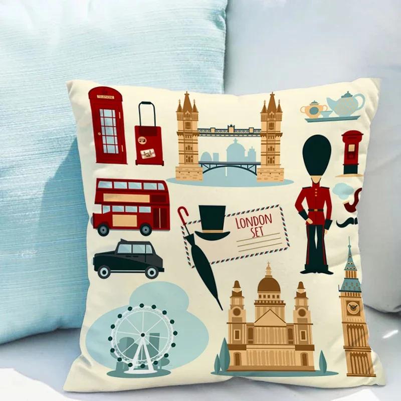 British Style London Cushion Covers Pillow Cases Decorative Sofa Cushions Sleeping Pillows Room Decor Pillowcases Cover