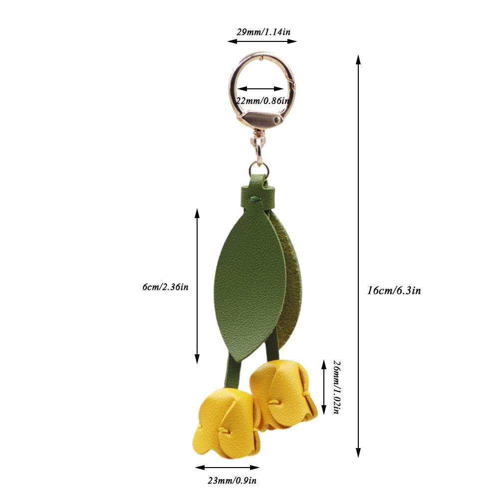 Leather Tulip Flower Shaped Bag Pendant Car Keychain Hand Rope Women Bag Accessories New Elegant Hand Bag Rope Accessories 2025