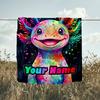 1PC Custom Name Colorful Axolotl Artwork flannel blanket versatile,all-season throw suitable for the living room,bedroom,camping,travel,and gift