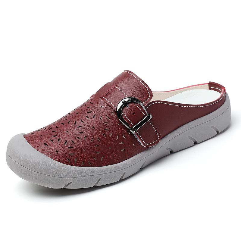 Fashion New Women's Slippers Half Packed Soft Bottom Hollow Out Waterproof Non-Slip Summer Shoes For Middle-Aged And Elderly