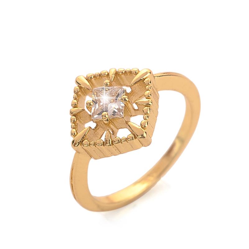 European  American Fashion Hollow Geometric Zircon Crystal Ring Size 6