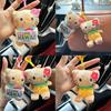 Adorable Kt Cat Plush Toy With Cartoon Pineapple Print Dress Mini Keychain Accessory