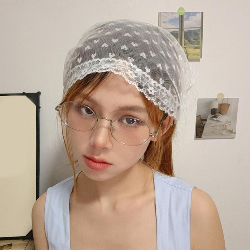 Stylish Lace Headwrap Triangular Hair Scarf Elegant Bandanas Headscarf for Women Music Festival Photo Head Accessories