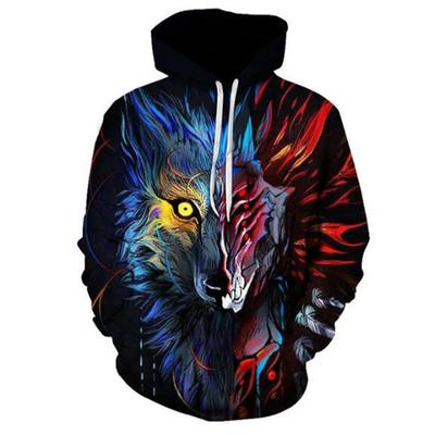 Oversized Ferocious Animal Wolf Hooded Mens Sweatshirts 3D Printing Ice Series Pullover Long Sleeve Hoodies Streetwear Tops