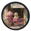 Single Puppy On Pink Bicycle Design Tire Protector, Stylish Universal Wheel Shield, Compatible With Most Vehicle Wheels