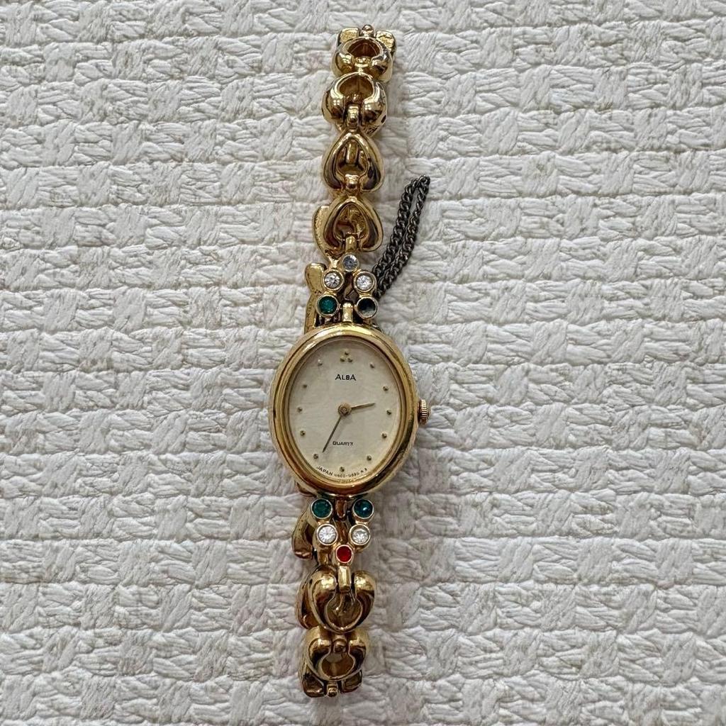 Used ALBA V400-0520 Jewelry Watch Gold Color