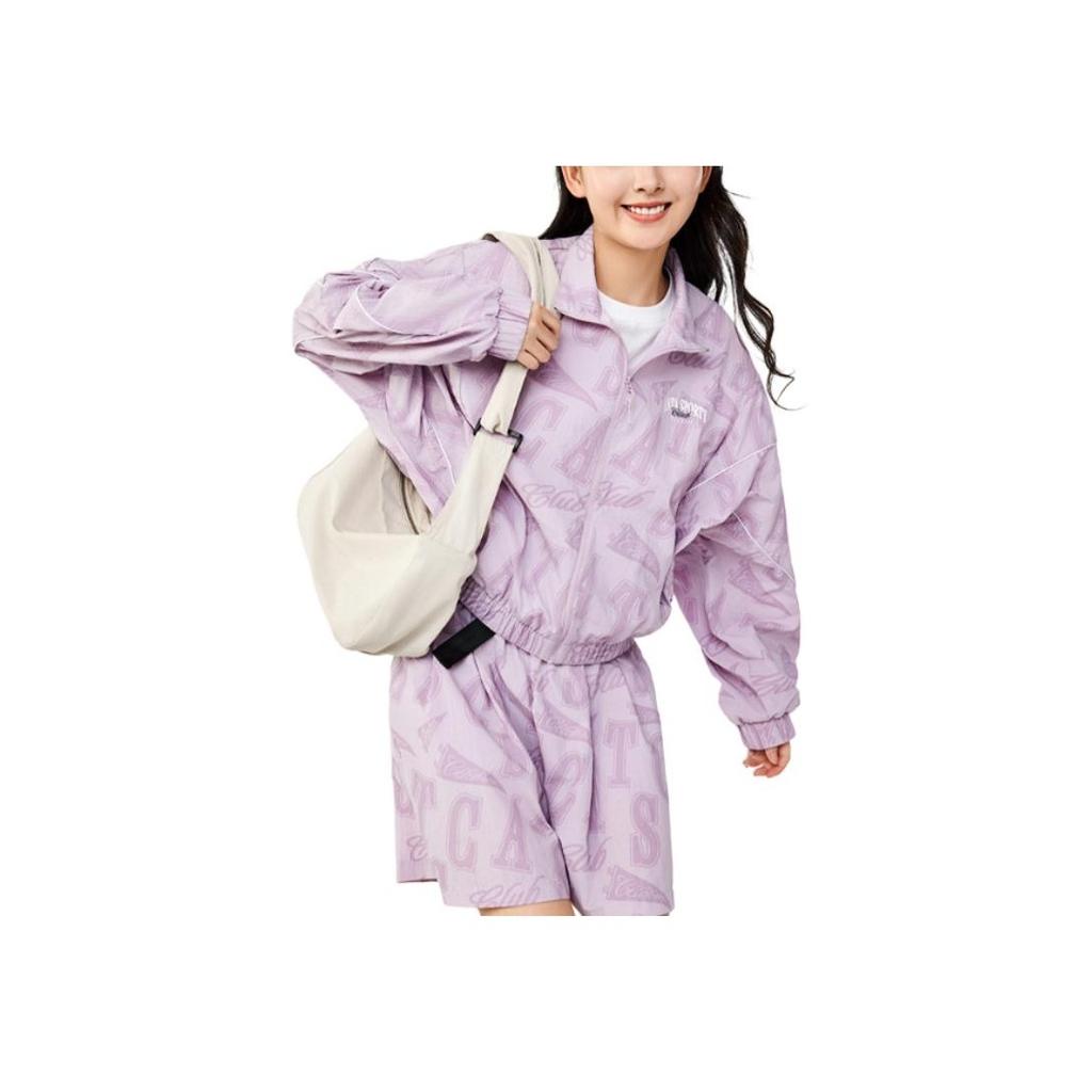 Anta Full Print Outdoor Breathable UV Protection Sun Protection Clothing Women Outerwear Gray Purple 162438609-2