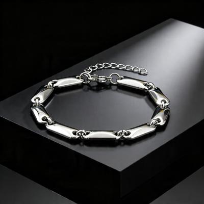 Fashion Men's Stainless Steel Bracelet, Waterproof Silver Color Geometric Chain Bracelets, Simple Punk Jewelry Gift To Him